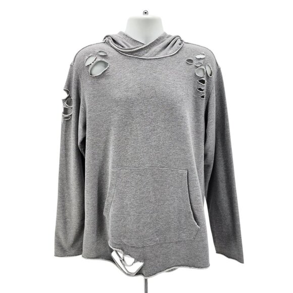 Jordan Craig Mens XL Hoodie JC LE Shredded Pullover Heather Gray Raw Hem - Picture 1 of 8